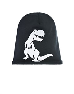 Черная шапка с принтом Динозавр Catya