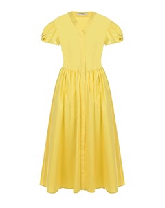 Желтое платье с вышивкой на рукавах Vivetta