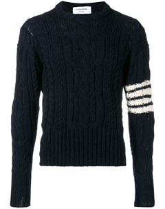 Пуловер аранской вязки с 4 полосками Thom browne
