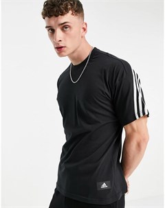 Черная футболка с 3 полосками adidas Adidas performance