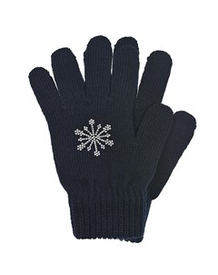 Темно синие перчатки со снежинкой из страз Catya