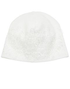Белая шапка с кружевной отделкой La perla