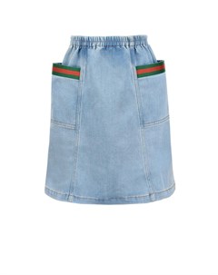Голубая джинсовая юбка с накладными карманами детская Gucci