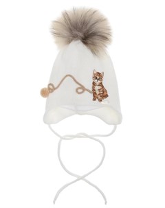 Шерстяная шапка с декором котенок и клубок Il trenino