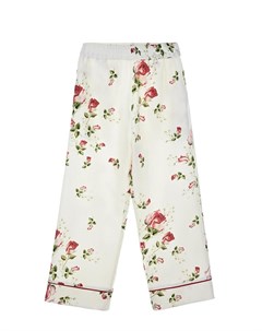 Белые брюки с принтом розы Monnalisa