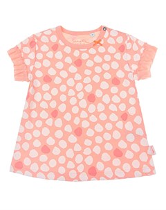 Футболка персикового цвета с принтом в горошек Sanetta kidswear