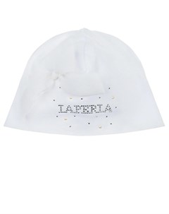 Белая шапка со стразами и бантом La perla