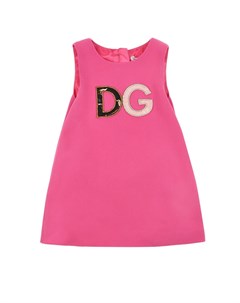 Розовое платье с крупным логотипом Dolce&gabbana