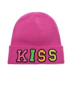 Розовая шапка с надписью Kiss из бисера Regina
