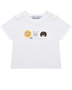 Белая футболка с вышивкой зверята Tartine et chocolat