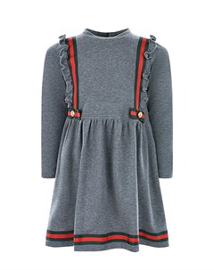 Серое платье с отделкой в полоску детское Aletta