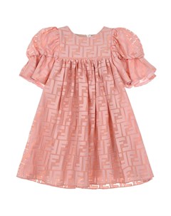 Розовое платье со сплошным логотипом Fendi