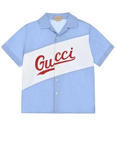 Голубая рубашка с логотипом Gucci