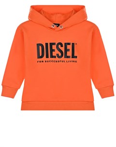 Толстовка худи оранжевого цвета Diesel