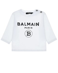 Белый свитшот с черным логотипом Balmain