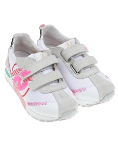 Белые кроссовки с розовым логотипом Naturino