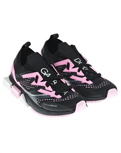 Черные кроссовки с розовыми вставками Dolce&gabbana