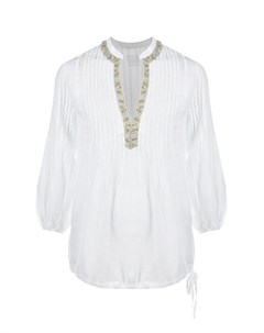 Белая блуза с декором из страз 120% lino