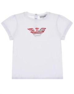Белая футболка с красным логотипом Emporio armani
