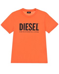 Оранжевая футболка с логотипом Diesel