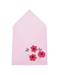 Розовая косынка с аппликацией Цветы и бабочки Il trenino
