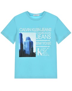 Голубая футболка с принтом Нью Йорк Calvin klein