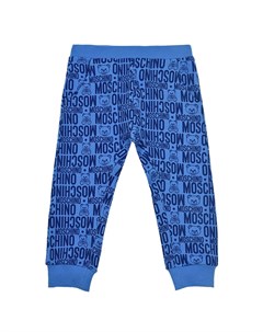 Голубые спортивные брюки со сплошным принтом Moschino