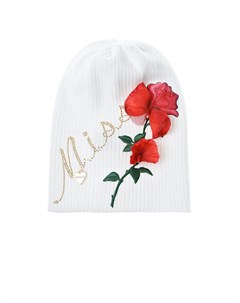 Белая шапка с красным цветком Il trenino