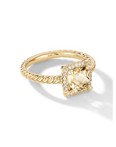 Кольцо Petite Chatelaine из желтого золота с цитрином и бриллиантами David yurman
