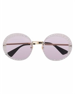 Солнцезащитные очки в круглой оправе с кристаллами Gucci eyewear