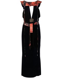 Бархатное платье миди со вставками Fendi pre-owned