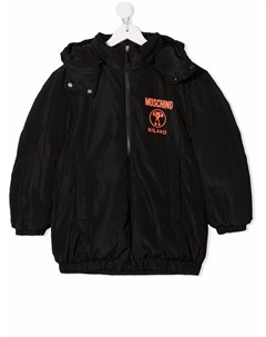 Пуховик на молнии с нашивкой логотипом Moschino kids