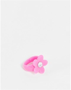 Пластиковое кольцо с розовым цветком Asos design