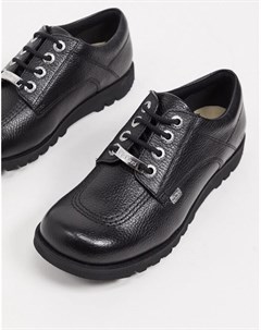 Ботинки на плоской подошве со шнуровкой из черной кожи kick low luxx Kickers