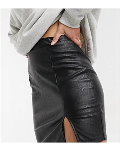 Черная мини юбка из искусственной кожи с разрезом Parisian tall