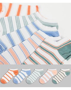 Набор из 5 пар спортивных носков пастельных оттенков в полоску Asos design
