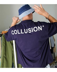 Темно синяя футболка в стиле oversized с логотипом Collusion