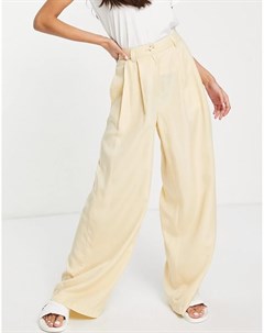 Кремовые брюки в стиле oversized с широкими штанинами от комплекта Asos design