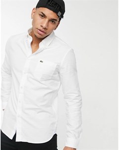 Белая оксфордская рубашка с воротником на пуговицах Lacoste