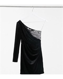 Эксклюзивное бархатное платье мини с пайетками и запахом в черном и серебристом цветах Jaded rose petite