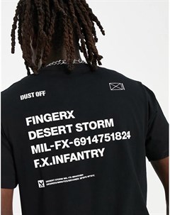 Черная футболка с принтом FX Desert Storm на спине Fingercroxx