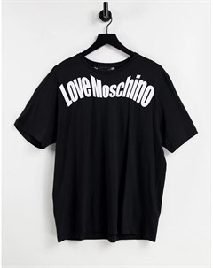 Черная футболка с волнистым логотипом Love moschino