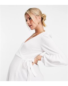 Белая блузка с объемными рукавами и запахом x Brooke Vincent In the style maternity