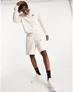 Трикотажные меланжевые шорты светло бежевого цвета Revival Nike