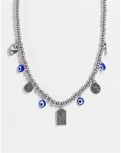 Ожерелье из темного искусственного жемчуга с подвесками с символом инь ян Inspired Reclaimed vintage