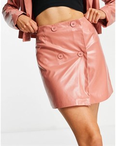 Рыжая мини юбка из искусственной кожи с запахом от комплекта Heartbreak