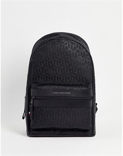 Черный рюкзак с логотипом монограммой Tommy hilfiger