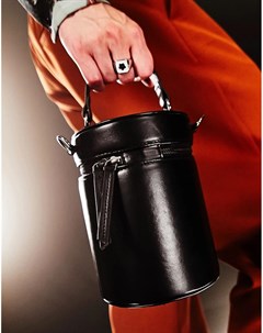Черная сумка через плечо цилиндрической формы из искусственной кожи с твердым корпусом Asos design