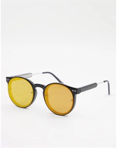 Черные круглые солнцезащитные очки унисекс с красными зеркальными линзами Post Punk Spitfire