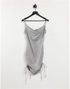 Присборенное платье мини на бретельках серого цвета Unique21